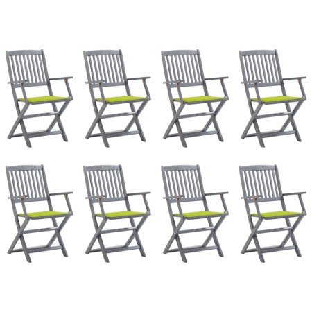 vidaXL Klappbare Gartenstühle 8 Stk. mit Kissen Massivholz Akazie