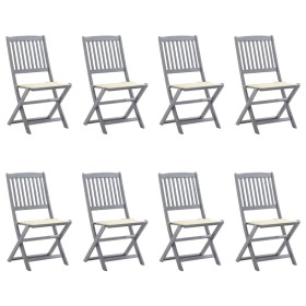 vidaXL Klappbare Gartenstühle 8 Stk. mit Kissen Massivholz Akazie