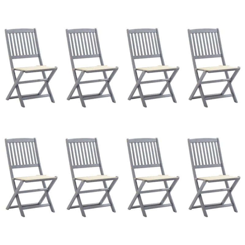vidaXL Klappbare Gartenstühle 8 Stk. mit Kissen Massivholz Akazie vidaXL Klappbare Gartenstühle 8 Stk. mit Kissen Massivholz Akazie