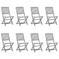 vidaXL Klappbare Gartenstühle 8 Stk. mit Kissen Massivholz Akazie vidaXL Klappbare Gartenstühle 8 Stk. mit Kissen Massivholz Akazie