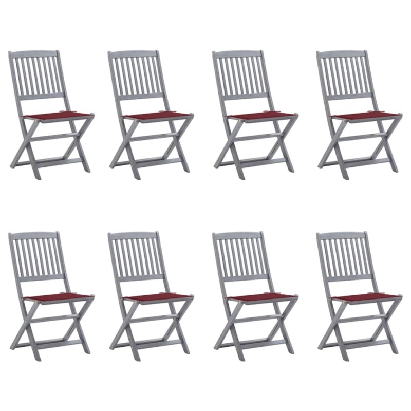 vidaXL Klappbare Gartenstühle 8 Stk. mit Kissen Massivholz Akazie vidaXL Klappbare Gartenstühle 8 Stk. mit Kissen Massivholz Akazie