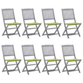 vidaXL Klappbare Gartenstühle 8 Stk. mit Kissen Massivholz Akazie