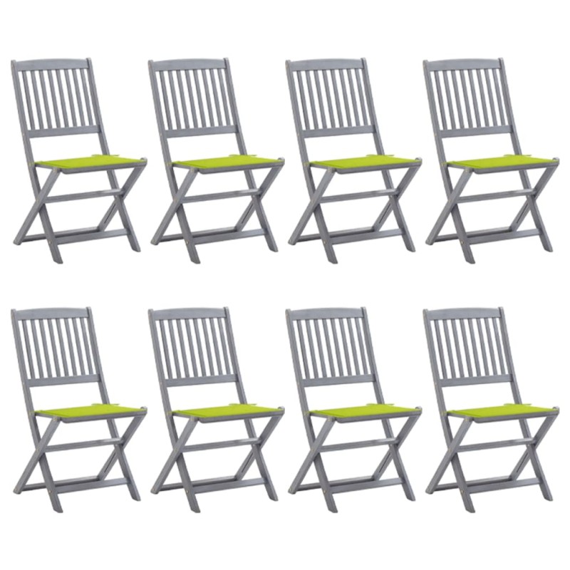 vidaXL Klappbare Gartenstühle 8 Stk. mit Kissen Massivholz Akazie vidaXL Klappbare Gartenstühle 8 Stk. mit Kissen Massivholz Akazie