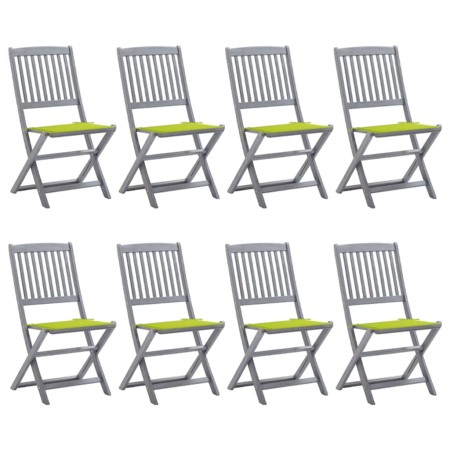 vidaXL Klappbare Gartenstühle 8 Stk. mit Kissen Massivholz Akazie