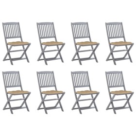 vidaXL Klappbare Gartenstühle 8 Stk. mit Kissen Massivholz Akazie