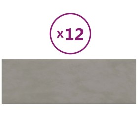 vidaXL Wandpaneele 12 Stk. Hellgrau 90x30 cm Samt 3,24 m²