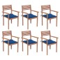 Stapelbare Gartenstühle mit Kissen 6 Stk. Massivholz Teak Stapelbare Gartenstühle mit Kissen 6 Stk. Massivholz Teak