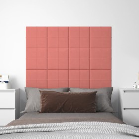 vidaXL Wandpaneele 12 Stk. Rosa 30x30 cm Samt 1,08 m²