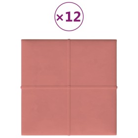 vidaXL Wandpaneele 12 Stk. Rosa 30x30 cm Samt 1,08 m²