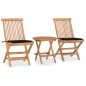 vidaXL 3-tlg. Garten-Essgruppe mit Kissen Klappbar Massivholz Teak vidaXL 3-tlg. Garten-Essgruppe mit Kissen Klappbar Massivholz Teak