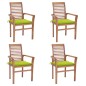 vidaXL Essstühle 4 Stk. mit Hellgrünen Kissen Massivholz Teak vidaXL Essstühle 4 Stk. mit Hellgrünen Kissen Massivholz Teak