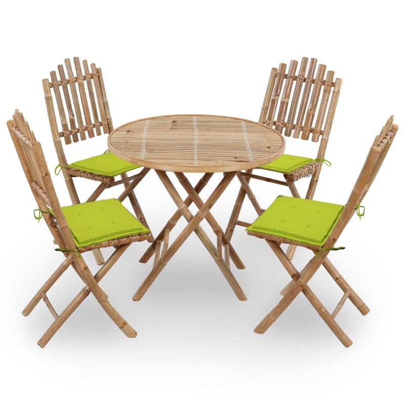 vidaXL 5-tlg. Garten-Essgruppe mit Kissen Klappbar Bambus vidaXL 5-tlg. Garten-Essgruppe mit Kissen Klappbar Bambus