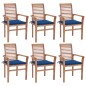 vidaXL Essstühle 6 Stk. mit Königsblauen Kissen Massivholz Teak vidaXL Essstühle 6 Stk. mit Königsblauen Kissen Massivholz Teak