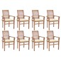vidaXL Essstühle 8 Stk. mit Creme Kissen Massivholz Teak vidaXL Essstühle 8 Stk. mit Creme Kissen Massivholz Teak