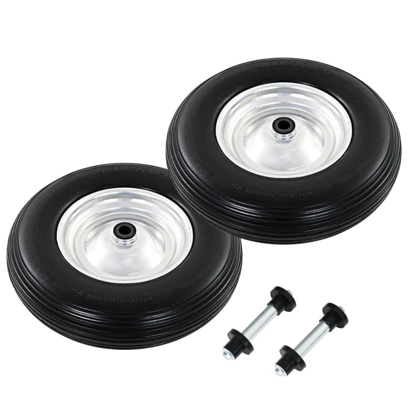 vidaXL Schubkarrenräder 2 Stk. mit Achsen Massives PU 4,00 - 8 390 mm vidaXL Schubkarrenräder 2 Stk. mit Achsen Massives PU 4,00 - 8 390 mm