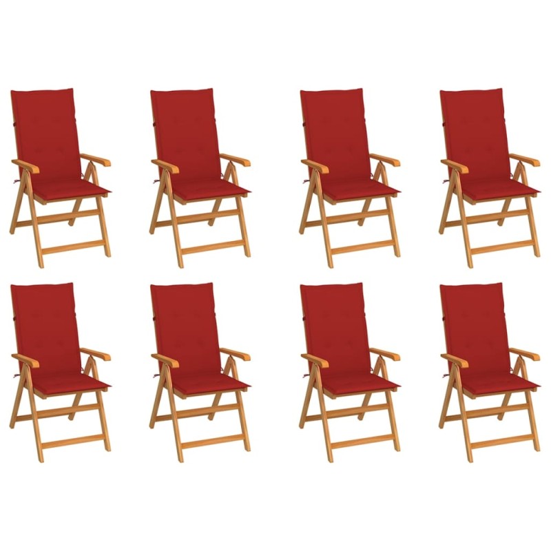 Garten-Liegestühle mit Kissen 8 Stk. Massivholz Teak Garten-Liegestühle mit Kissen 8 Stk. Massivholz Teak