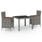 vidaXL 3-tlg. Garten-Essgruppe mit Auflagen Poly Rattan Schwarz & Grau vidaXL 3-tlg. Garten-Essgruppe mit Auflagen Poly Rattan Schwarz & Grau
