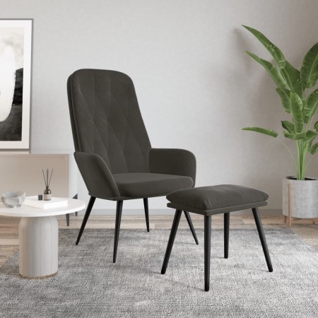 vidaXL Relaxsessel mit Hocker Dunkelgrau Samt
