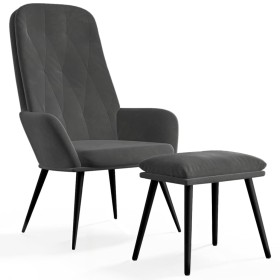 vidaXL Relaxsessel mit Hocker Dunkelgrau Samt