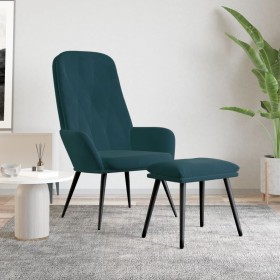 vidaXL Relaxsessel mit Hocker Blau Samt