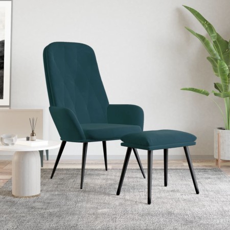 vidaXL Relaxsessel mit Hocker Blau Samt