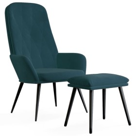 vidaXL Relaxsessel mit Hocker Blau Samt