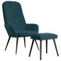 vidaXL Relaxsessel mit Hocker Blau Samt vidaXL Relaxsessel mit Hocker Blau Samt