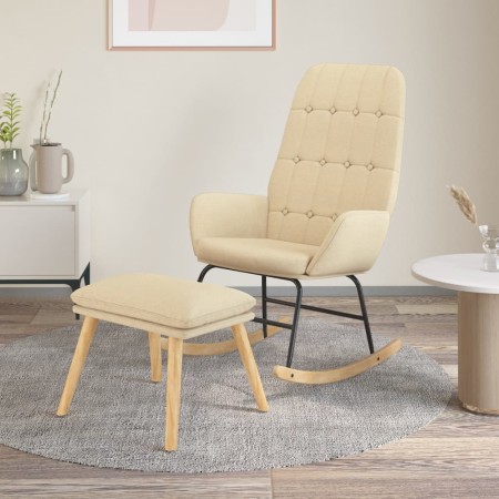 vidaXL Schaukelsessel mit Hocker Creme Stoff