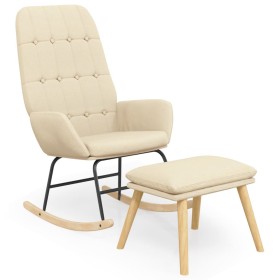 vidaXL Schaukelsessel mit Hocker Creme Stoff