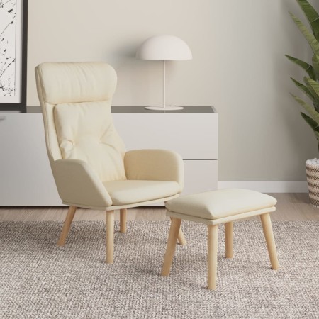 vidaXL Relaxsessel mit Hocker Creme Stoff