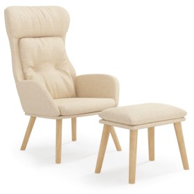 vidaXL Relaxsessel mit Hocker Creme Stoff