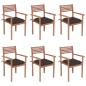 Stapelbare Gartenstühle mit Kissen 6 Stk. Massivholz Teak Stapelbare Gartenstühle mit Kissen 6 Stk. Massivholz Teak