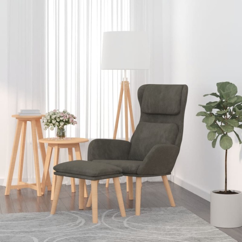 vidaXL Relaxsessel mit Hocker Dunkelgrau Samt vidaXL Relaxsessel mit Hocker Dunkelgrau Samt