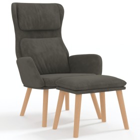 vidaXL Relaxsessel mit Hocker Dunkelgrau Samt