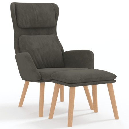 vidaXL Relaxsessel mit Hocker Dunkelgrau Samt