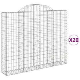 vidaXL Gabionen mit Hochbogen 20 Stk 200x30x160/180cm Verzinktes Eisen