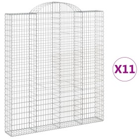 vidaXL Gabionen mit Hochbogen 11 Stk 200x30x220/240cm Verzinktes Eisen