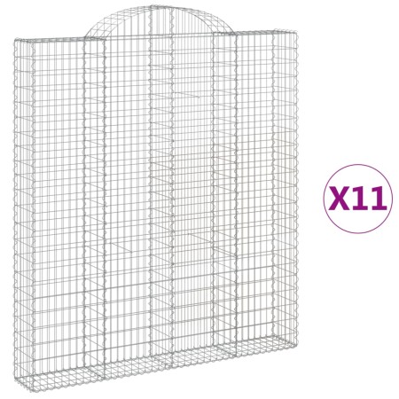 vidaXL Gabionen mit Hochbogen 11 Stk 200x30x220/240cm Verzinktes Eisen