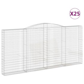 vidaXL Gabionen mit Hochbogen 25Stk. 400x30x180/200cm Verzinktes Eisen