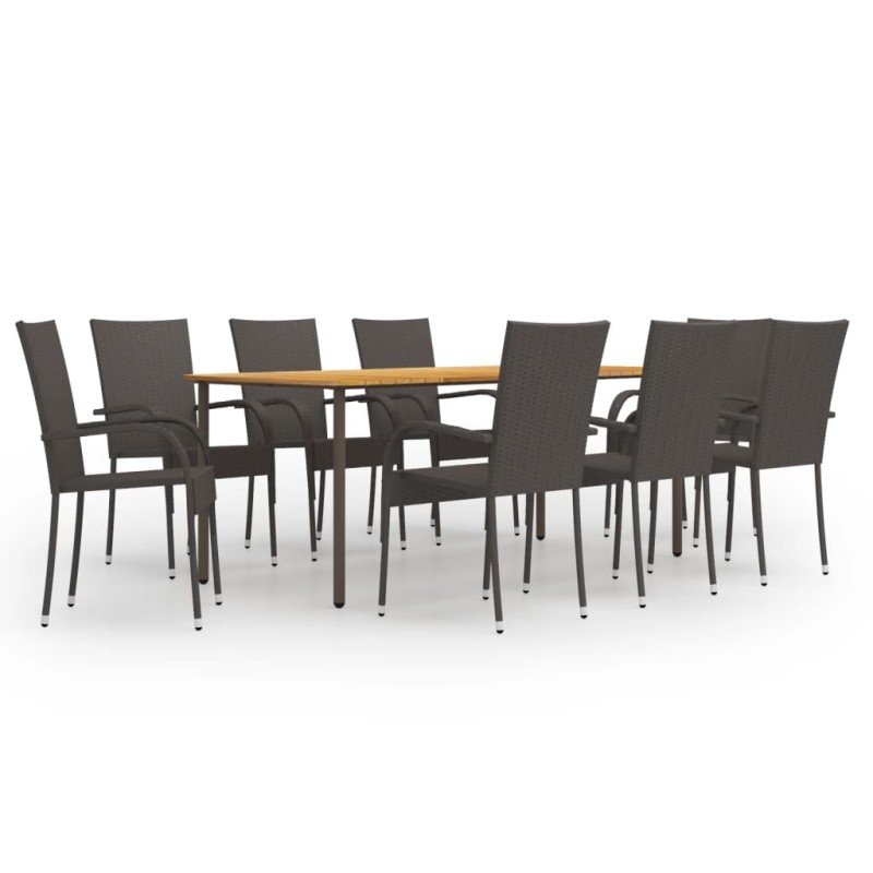 vidaXL 9-tlg. Garten-Essgruppe Poly Rattan Braun vidaXL 9-tlg. Garten-Essgruppe Poly Rattan Braun