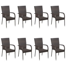 vidaXL 9-tlg. Garten-Essgruppe Poly Rattan Braun