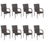 vidaXL 9-tlg. Garten-Essgruppe Poly Rattan Braun vidaXL 9-tlg. Garten-Essgruppe Poly Rattan Braun