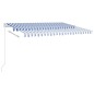 vidaXL Markise Manuell Einziehbar mit LED 450x350 cm Blau und Weiß vidaXL Markise Manuell Einziehbar mit LED 450x350 cm Blau und Weiß