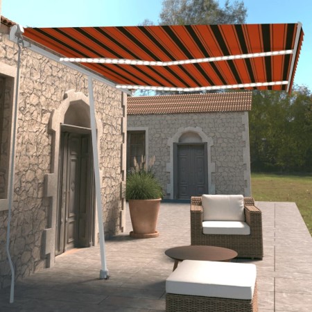 vidaXL Markise Manuell Einziehbar mit LED 350x250 cm Orange Braun