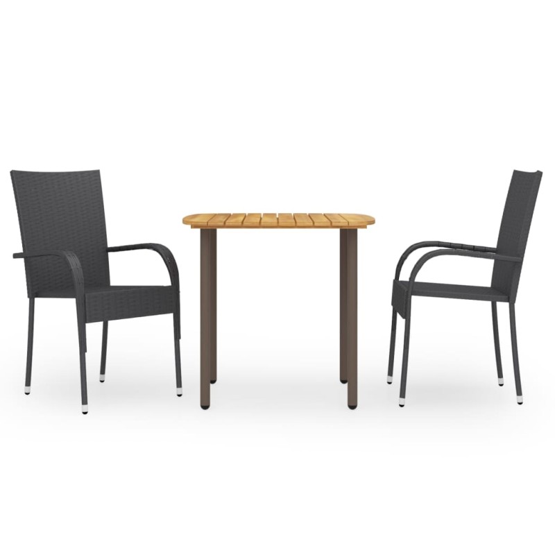 vidaXL 3-tlg. Garten-Essgruppe Poly Rattan Schwarz vidaXL 3-tlg. Garten-Essgruppe Poly Rattan Schwarz