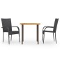 vidaXL 3-tlg. Garten-Essgruppe Poly Rattan Schwarz vidaXL 3-tlg. Garten-Essgruppe Poly Rattan Schwarz