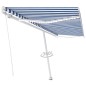 vidaXL Markise Manuell Einziehbar mit LED 500x350 cm Blau Weiß vidaXL Markise Manuell Einziehbar mit LED 500x350 cm Blau Weiß