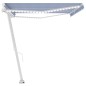 vidaXL Markise Manuell Einziehbar mit LED 500x350 cm Blau Weiß vidaXL Markise Manuell Einziehbar mit LED 500x350 cm Blau Weiß