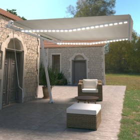 vidaXL Markise Manuell Einziehbar mit LED 450x350 cm Creme
