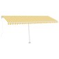 vidaXL Markise Manuell Einziehbar mit LED 500x350 cm Gelb Weiß vidaXL Markise Manuell Einziehbar mit LED 500x350 cm Gelb Weiß